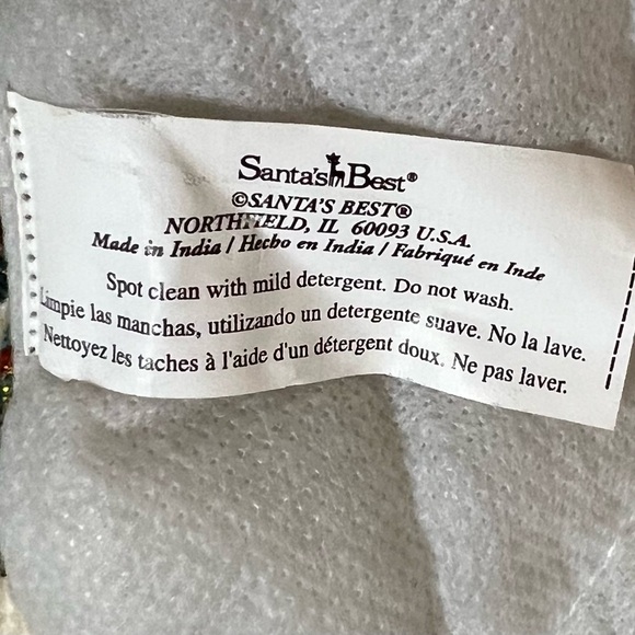 Santas Best Multicolor Silk Tweed Green Velvet Tree Skirt Large 55 inch Vintage